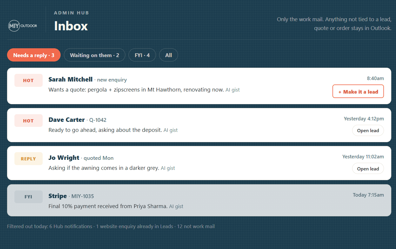 The MIY-Hub admin console