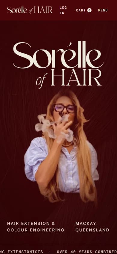 Sorelle of Hair homepage on a phone