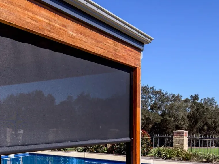 An outdoor blind installed on a Queensland home